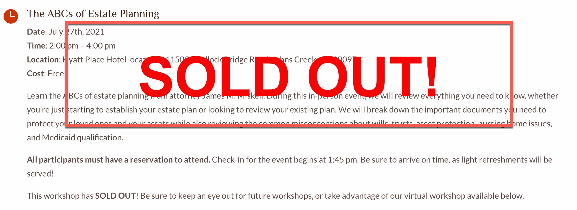 Workshop Soldout Workshop Sold out